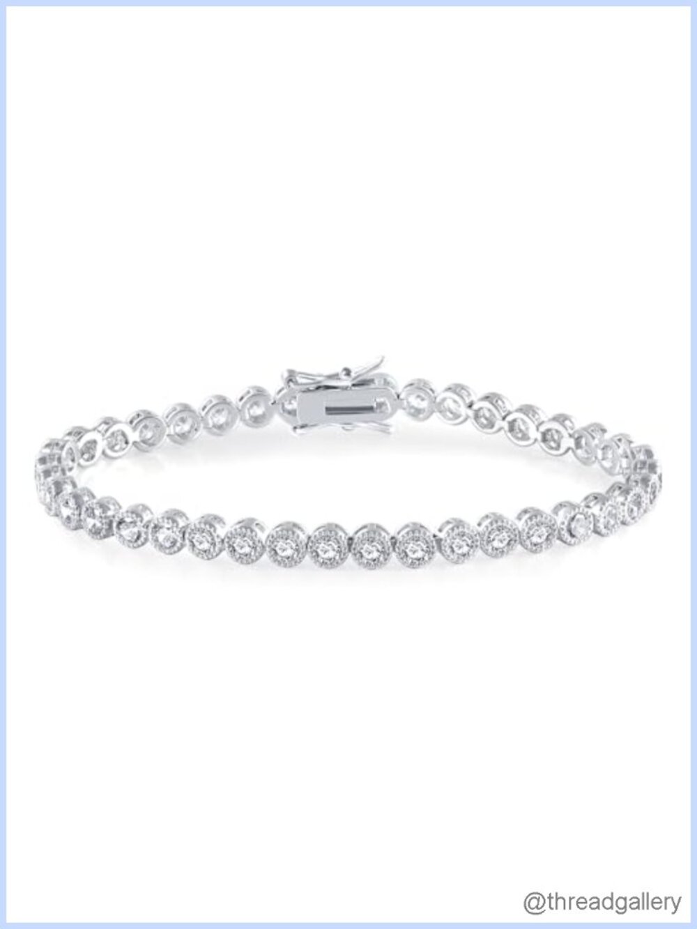 18K White Gold Plated Full CZ Tennis Bracelet Classic Hypoallergenic for Women